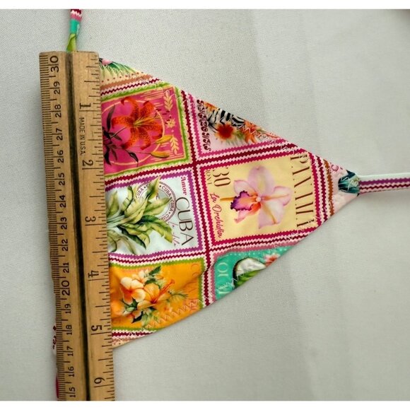 Facil BOMBON Tropical Postage Stamp Print Two-Piece Bikini Set Sz Sm - Picture 8 of 15